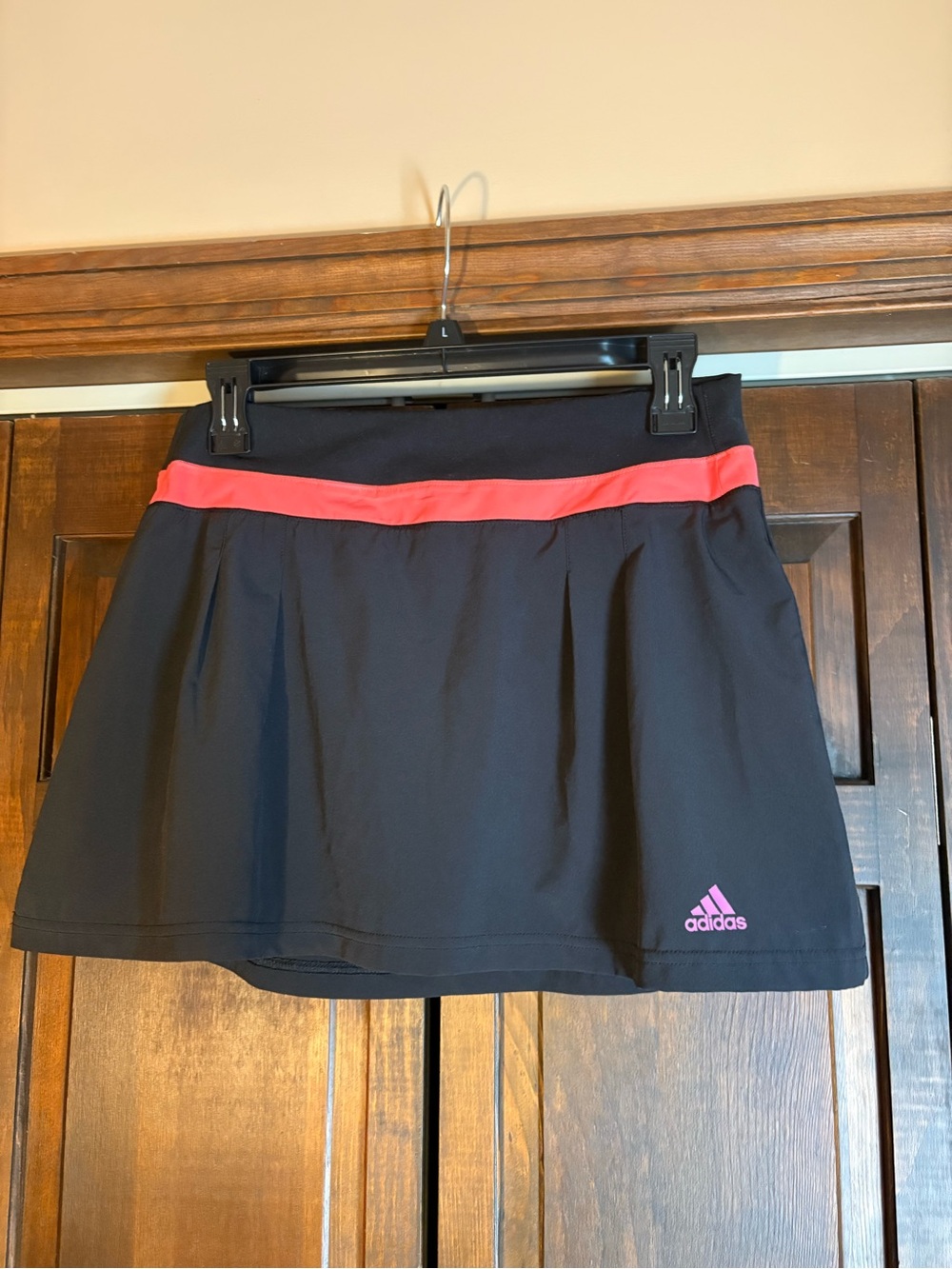 adidas Black Skort with Pink Waistband and Logo
